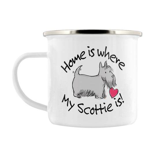 Home Is Where My Scottie Is Enamel Mug