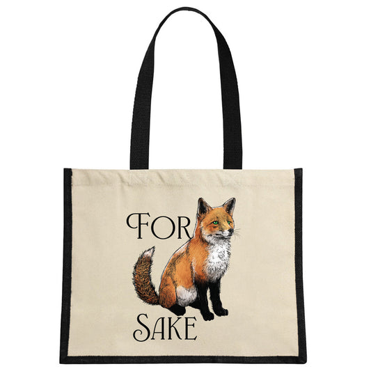 Wild Giggles For Fox Sake Cream & Black Jute Bag