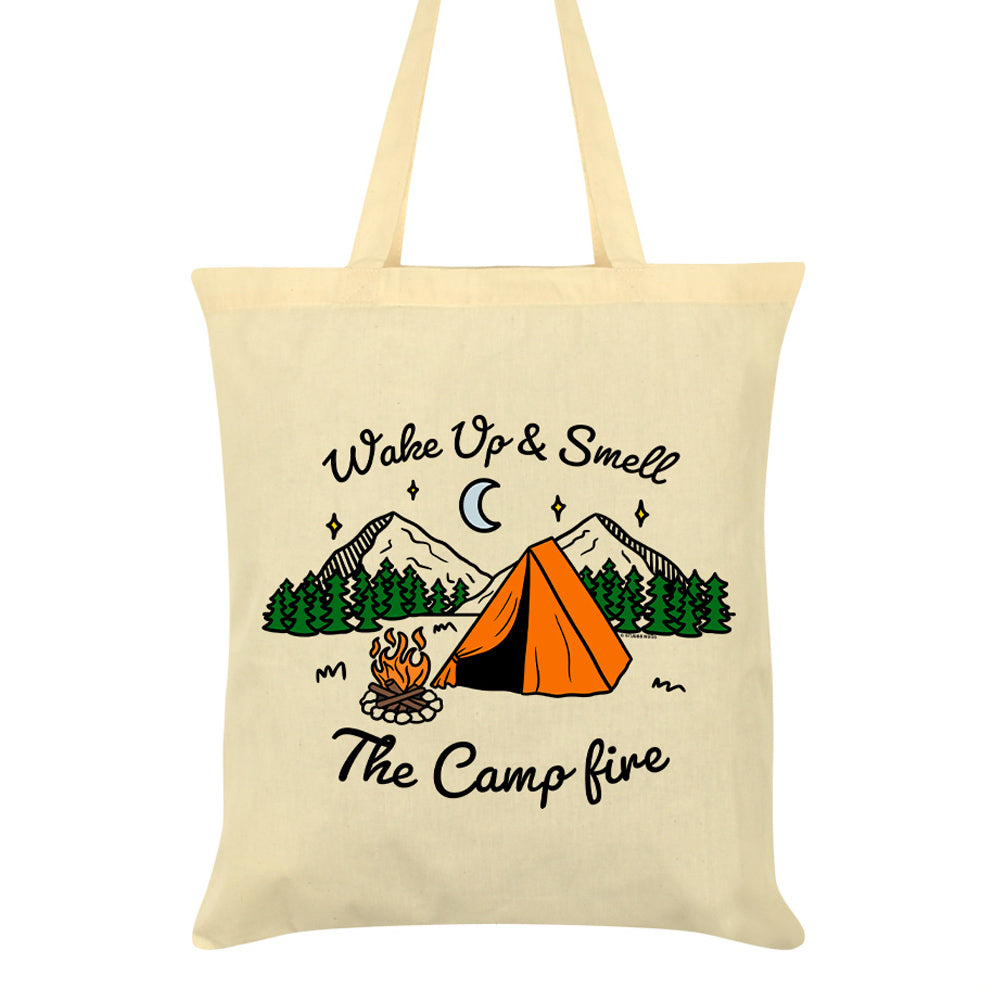 Wake Up & Smell The Campfire Cream Tote Bag