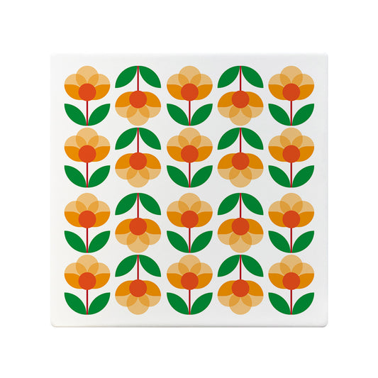 Retro Pattern 5 Square Ceramic Coaster