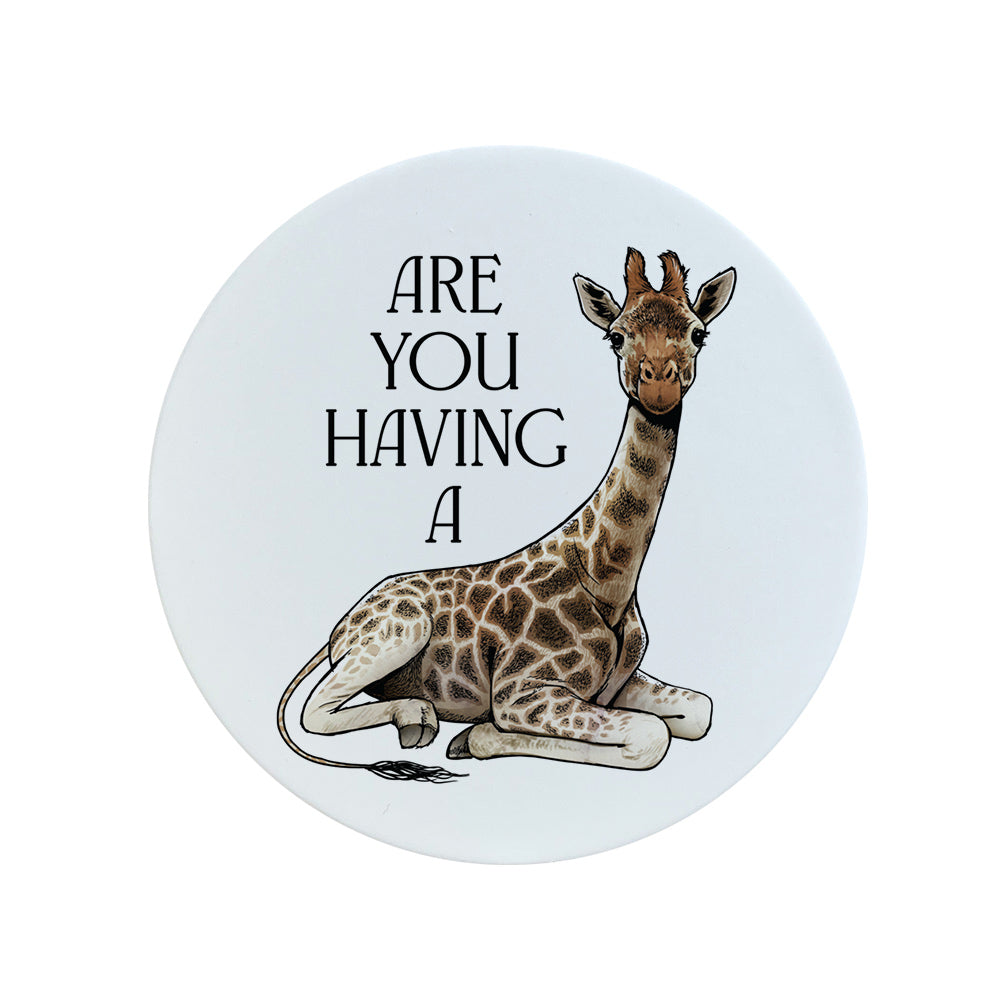 Wild Giggles Are You Having A Giraffe Ceramic Coaster