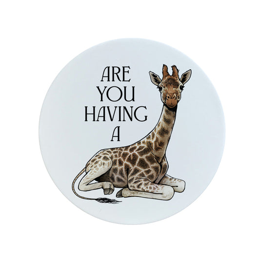 Wild Giggles Are You Having A Giraffe Ceramic Coaster