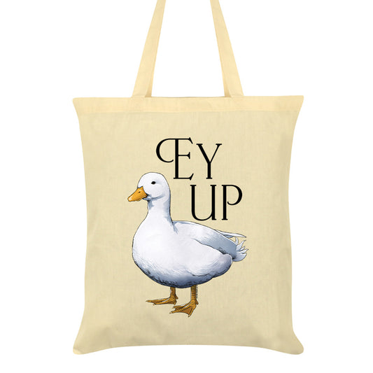 Wild Giggles Ey Up Duck Cream Tote Bag