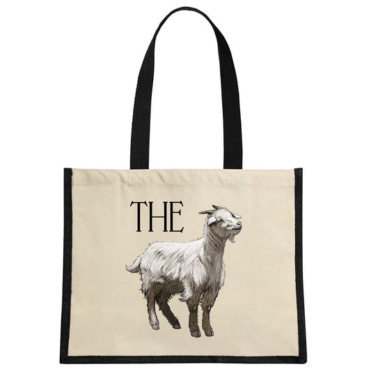 Wild Giggles The Goat Cream & Black Jute Bag