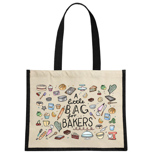 A Little Bag For Bakers Cream & Black Jute Bag