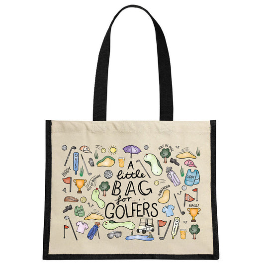 A Little Bag For Golfers Cream & Black Jute Bag