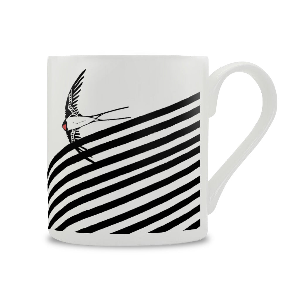 IzziRainey Swallow Lino Large Bone China Mug