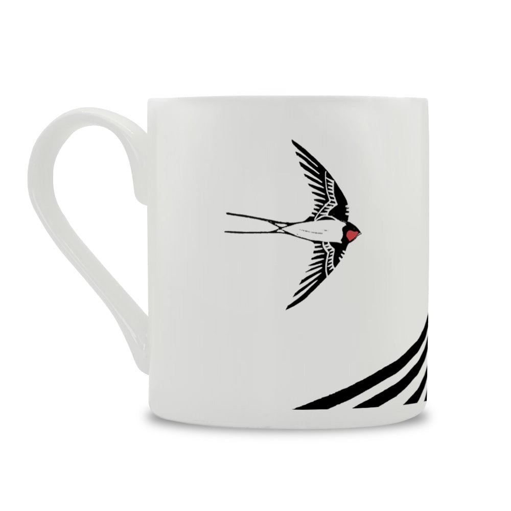 IzziRainey Swallow Lino Large Bone China Mug