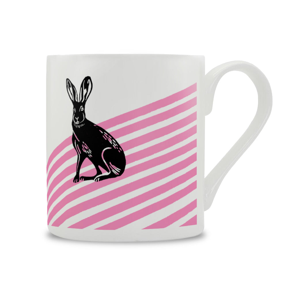 IzziRainey Pink Hare Large Bone China Mug
