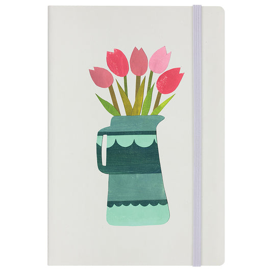 IzziRainey Flowers In A Blue Jug Cream A5 Hard Cover Notebook