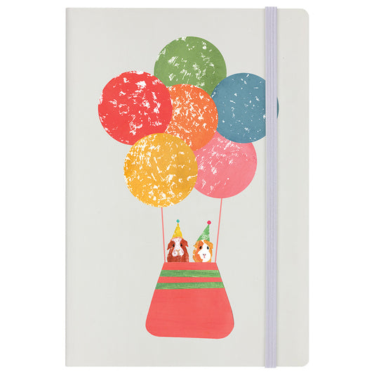 IzziRainey Guinea Pigs In Hot Air Balloon Cream A5 Hard Cover Notebook