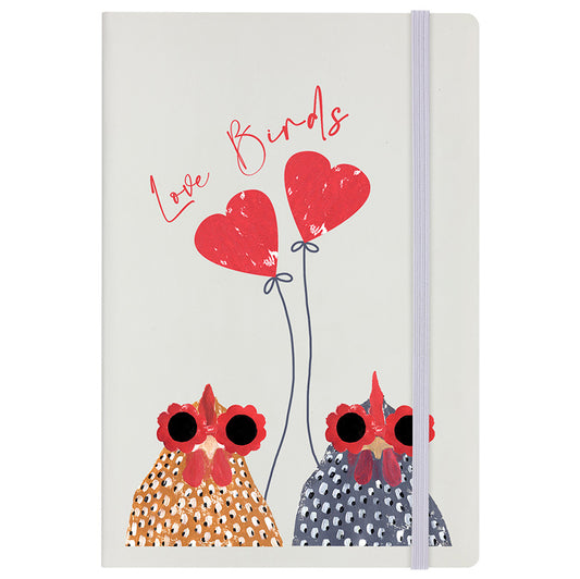 IzziRainey Love Birds Cream A5 Hard Cover Notebook
