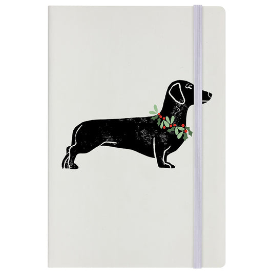 IzziRainey Sausage Dog Christmas Cream A5 Hard Cover Notebook