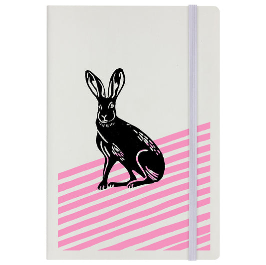 IzziRainey Pink Hare Cream A5 Hard Cover Notebook