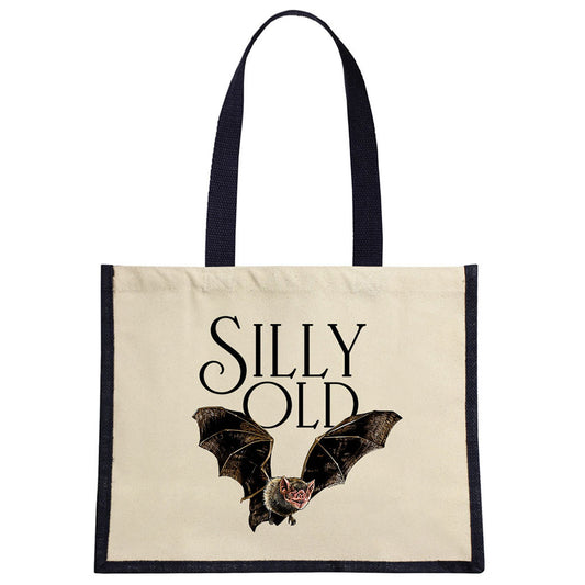 Wild Giggles Silly Old Bat Cream & Black Jute Bag
