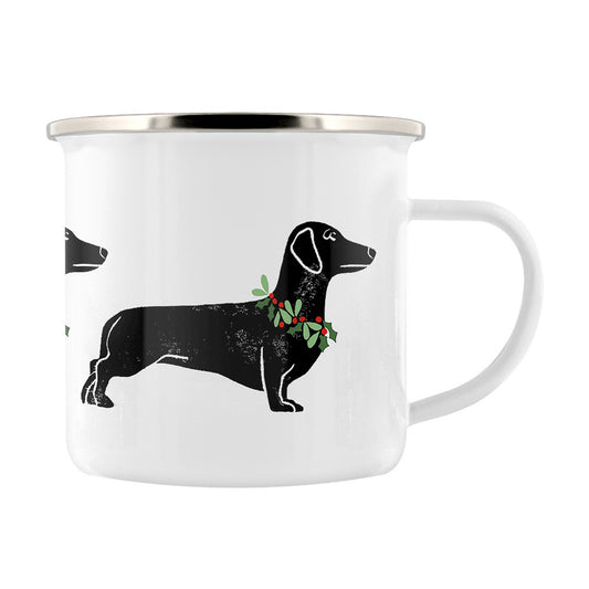 IzziRainey Sausage Dog Christmas Enamel Mug