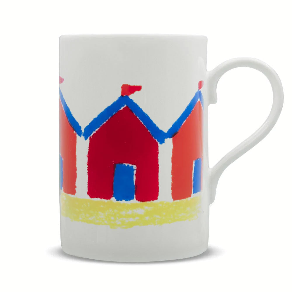 Beach Huts Solid Red Mug