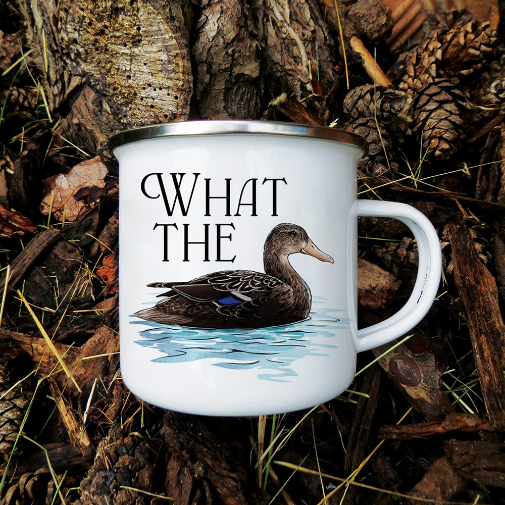 Wild Giggles What The Duck Enamel Mug