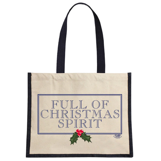 Full Of Christmas Spirit Navy & Cream Jute Bag