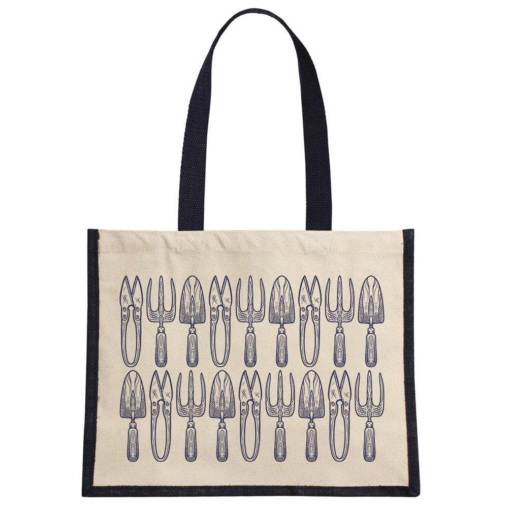 Tools Navy & Cream Jute Bag