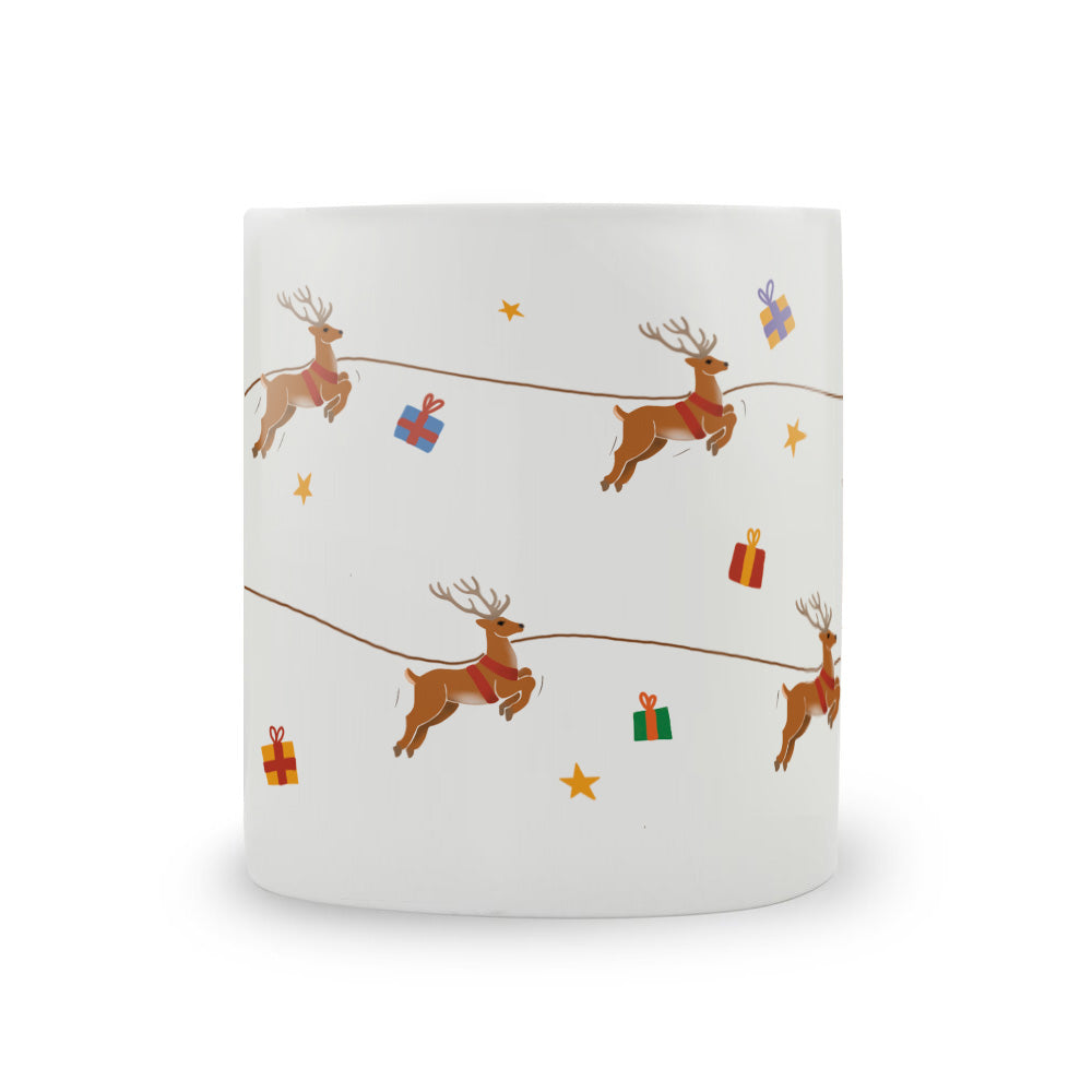 Santa and His Reindeer Bone China Mug