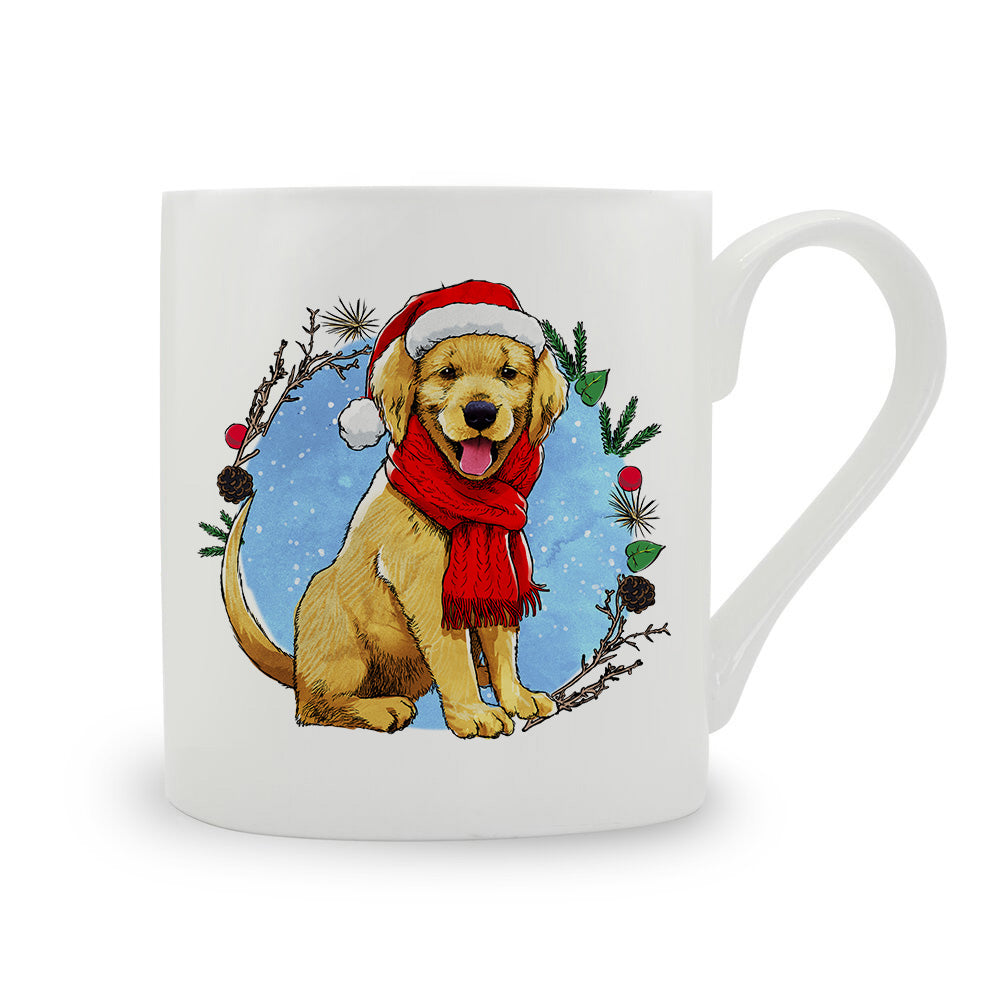 Christmas Wreath Dog Bone China Mug