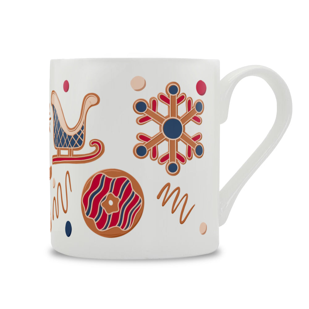 Blue Gingerbread Bone China Mug