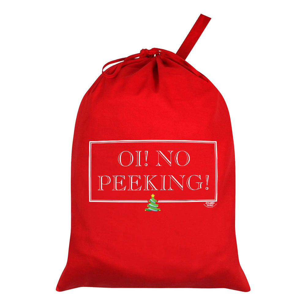 Oi! No Peeking Red Santa Sack