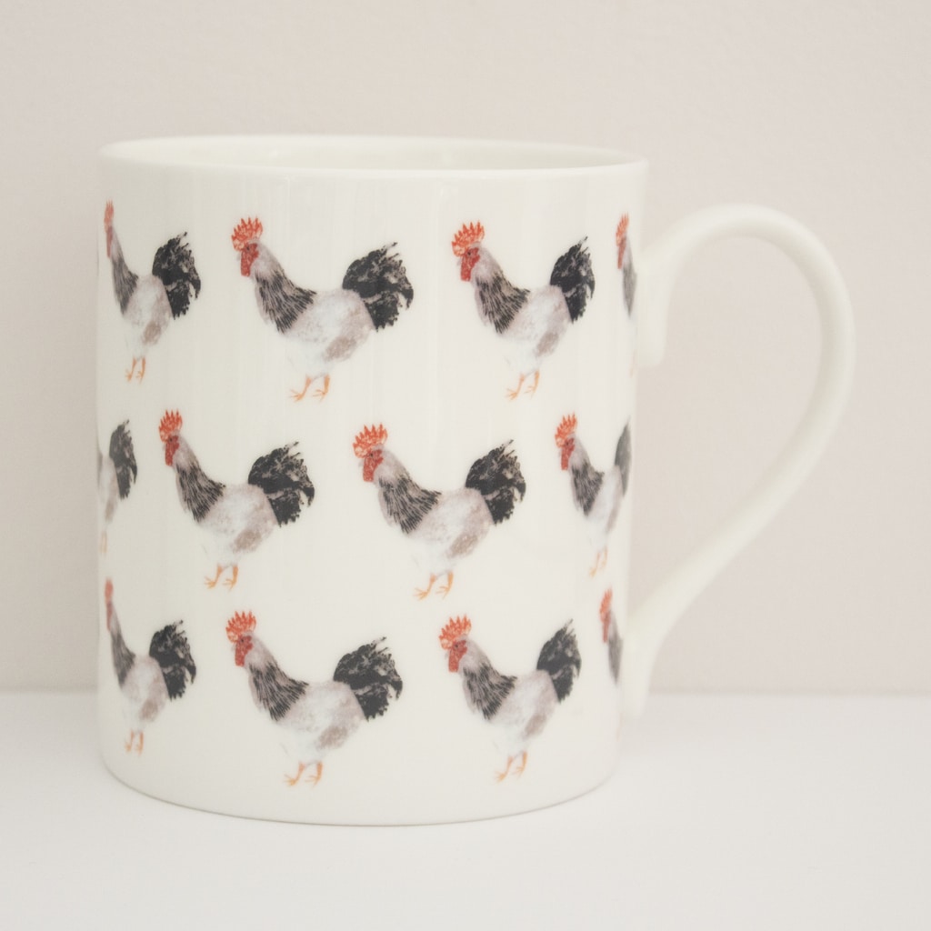 IzziRainey Light Sussex Cockerel Repeat Bone China Mug