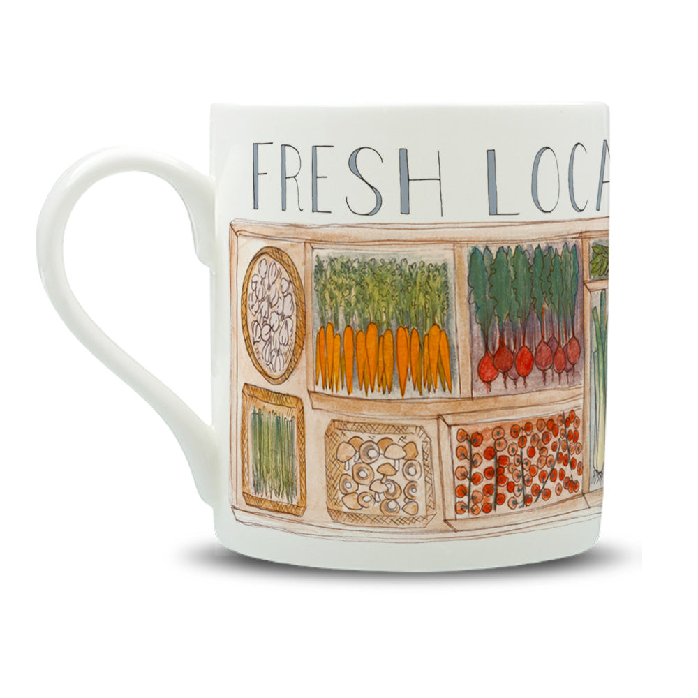 Local Produce Watercolour Bone China Mug