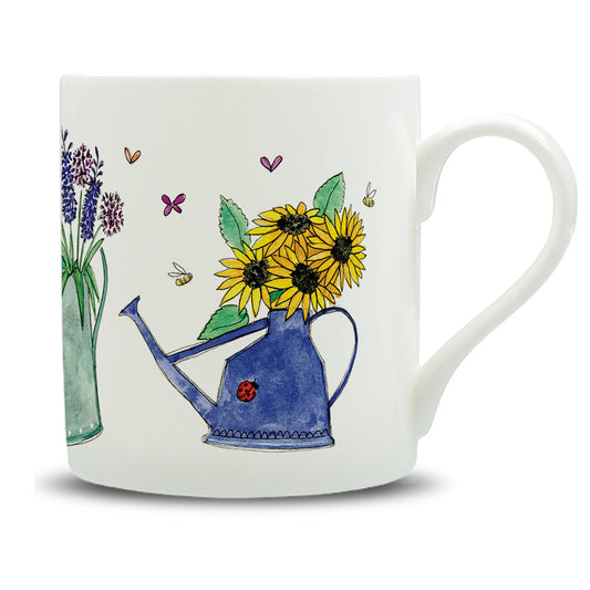 Watering Cans Watercolour Bone China Mug