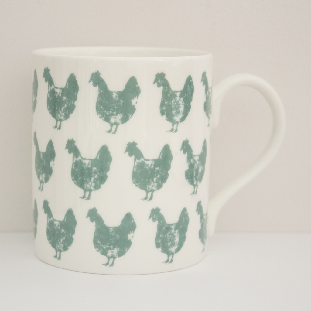 IzziRainey Turquoise Chicken Repeat Bone China Mug