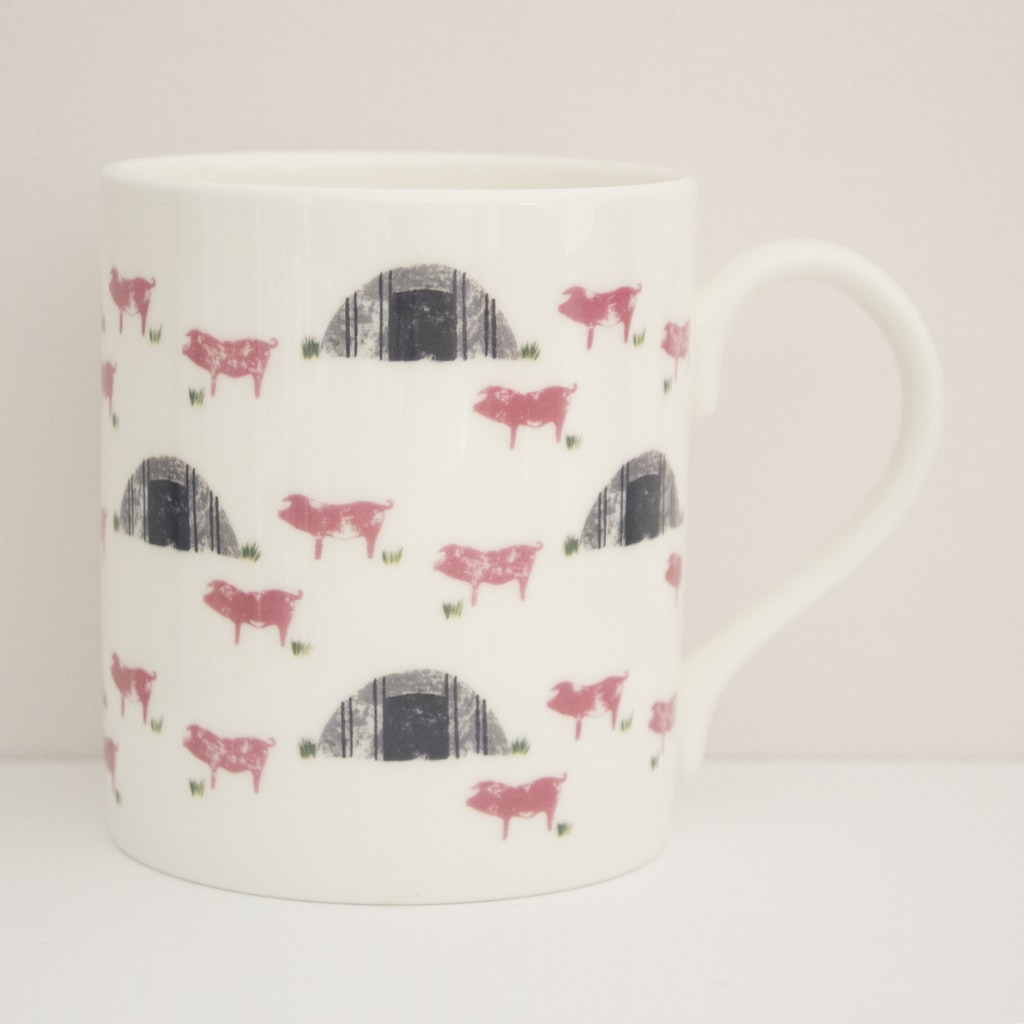 IzziRainey Pig Sty Repeat Large Bone China Mug -350ml