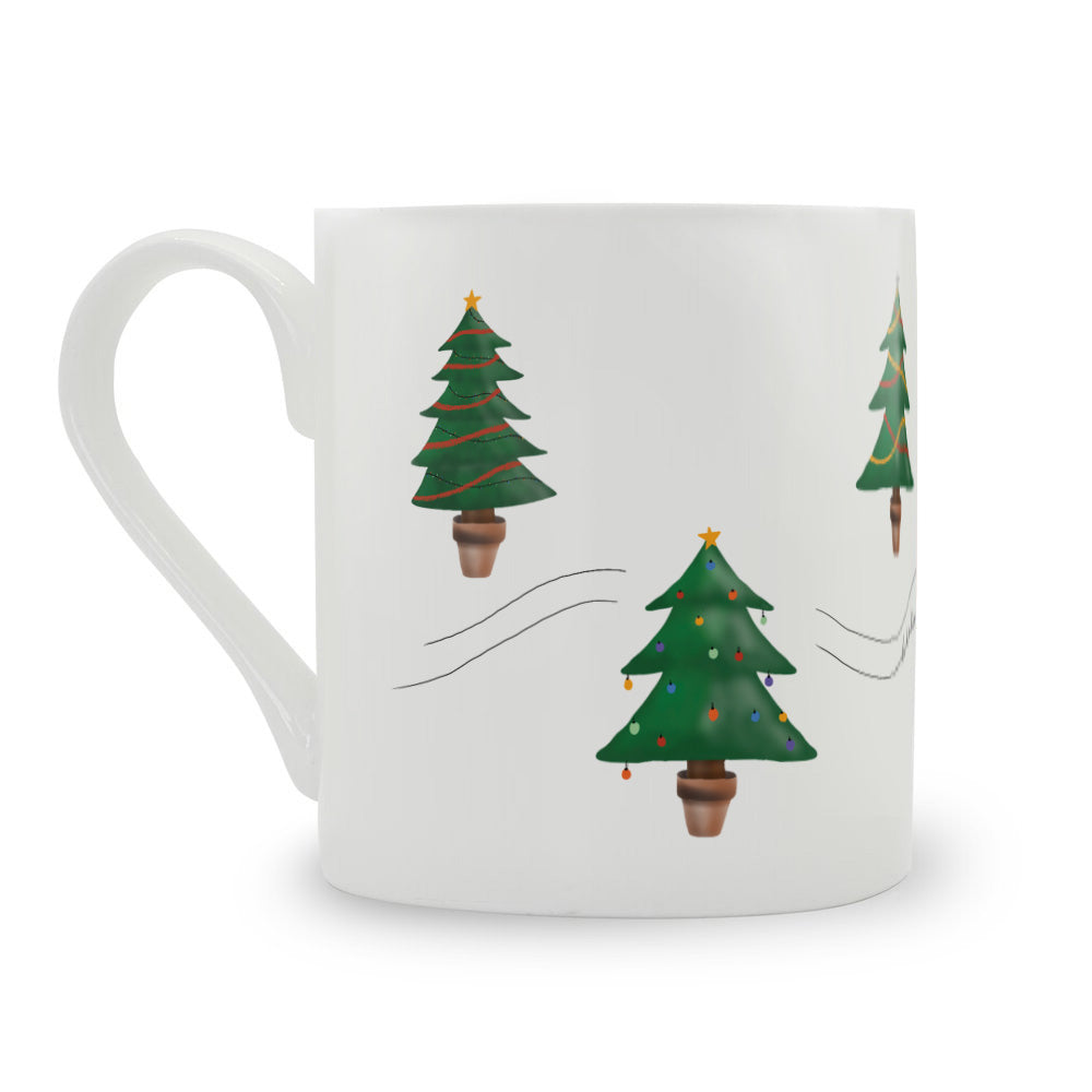 Santa Skiing Bone China Mug