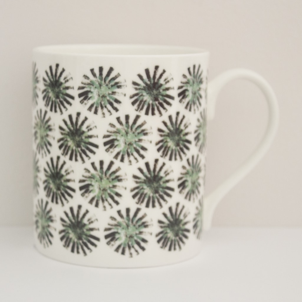 IzziRainey Black Dandelion Repeat Bone China Mug