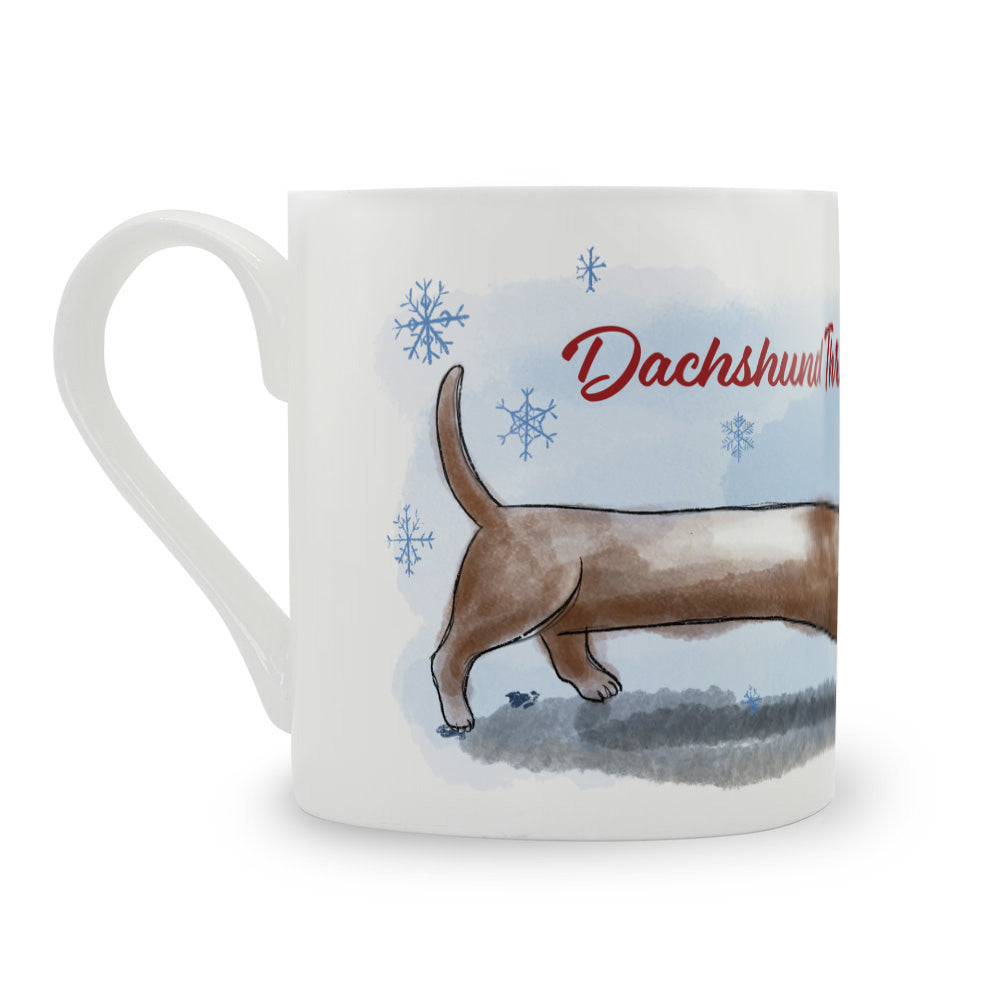 Dachshund Through The Snow Bone China Mug