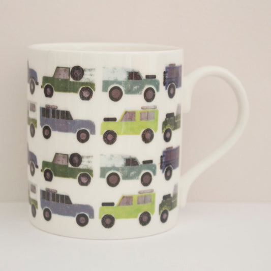 All The Series Land Rovers Repeat Large Bone China Mug -350ml