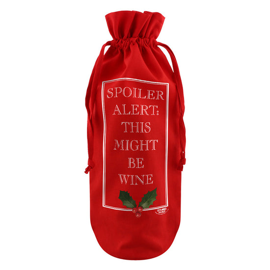 Spoiler Alert This Might Be Wine Red Cotton Bottle Bag