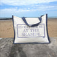 I’d Rather Be At The Seaside Cream & Navy Jute Bag