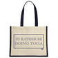 I'd Rather Be Doing Yoga Cream & Navy Jute Bag