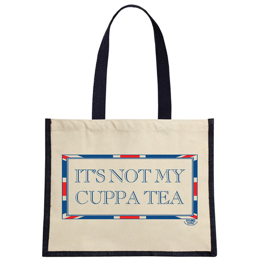 Terribly British It’s Not My Cuppa Tea Cream & Navy Jute Bag