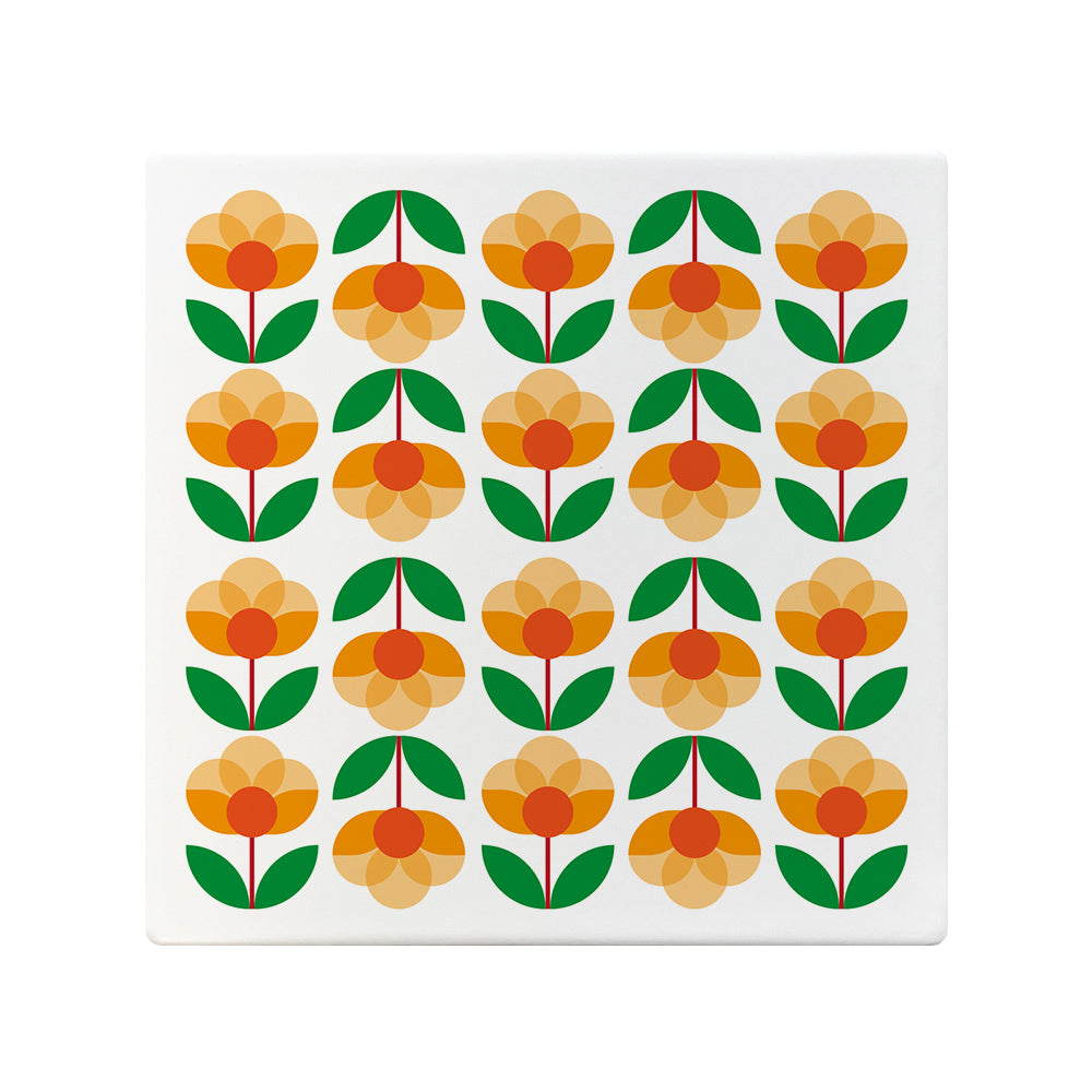 Retro Pattern 5 Square Ceramic Coaster