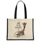 Wild Giggles Are You Having A Giraffe Cream & Black Jute Bag