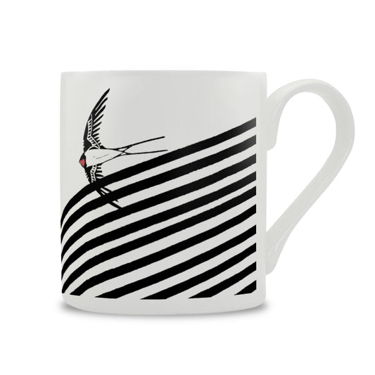IzziRainey Swallow Lino Large Bone China Mug