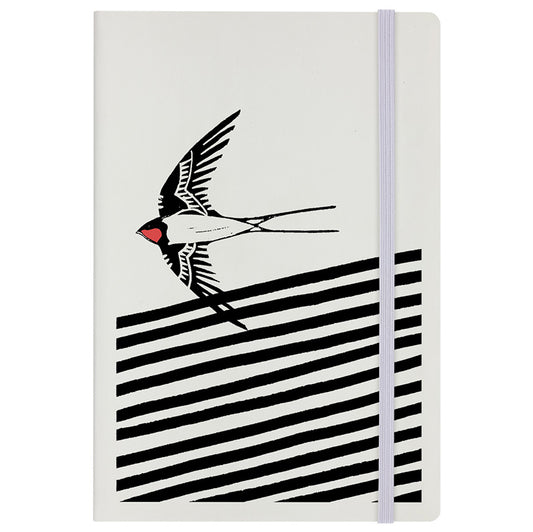 IzziRainey Swallow Lino Cream A5 Hard Cover Notebook