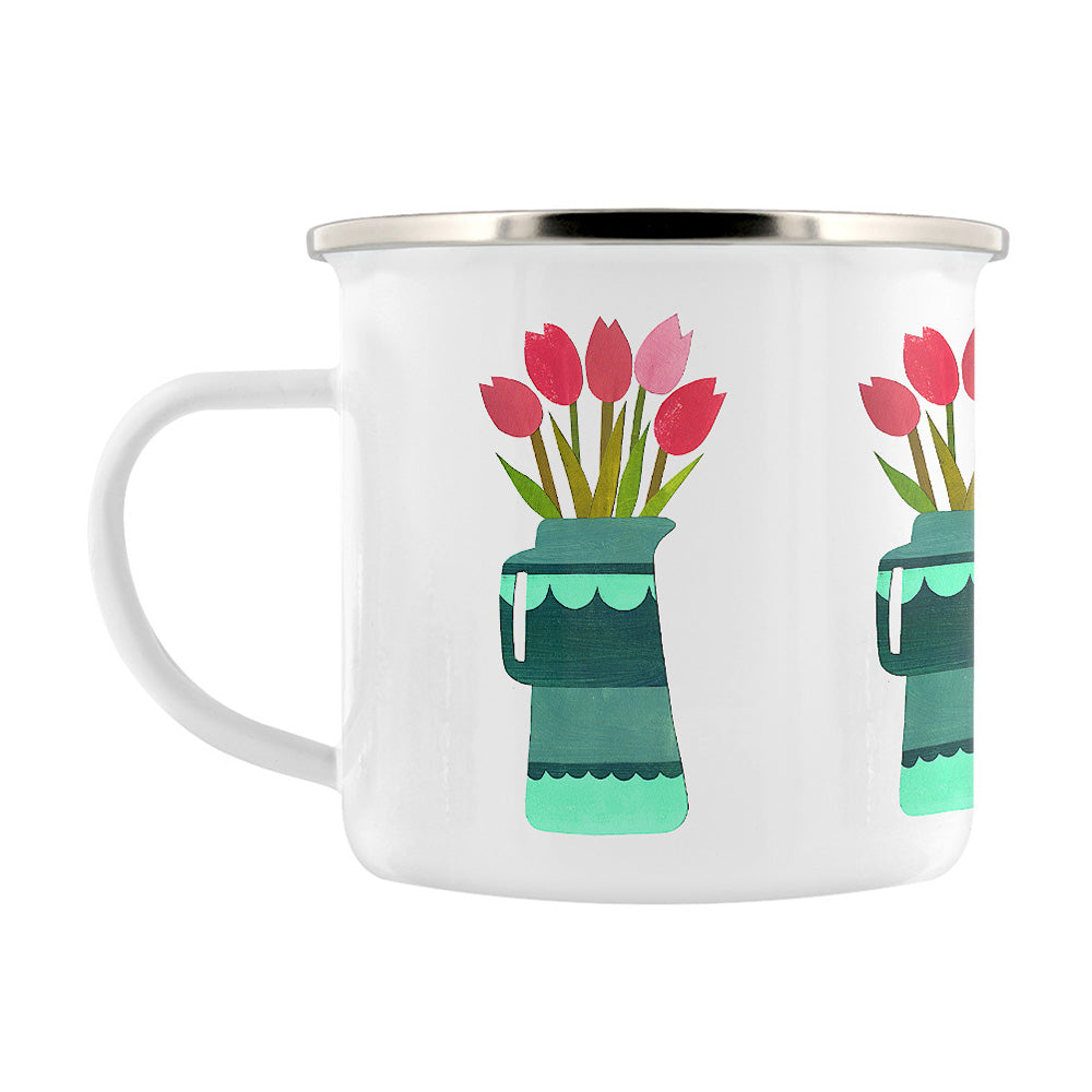 IzziRainey Flowers In A Blue Jug Enamel Mug