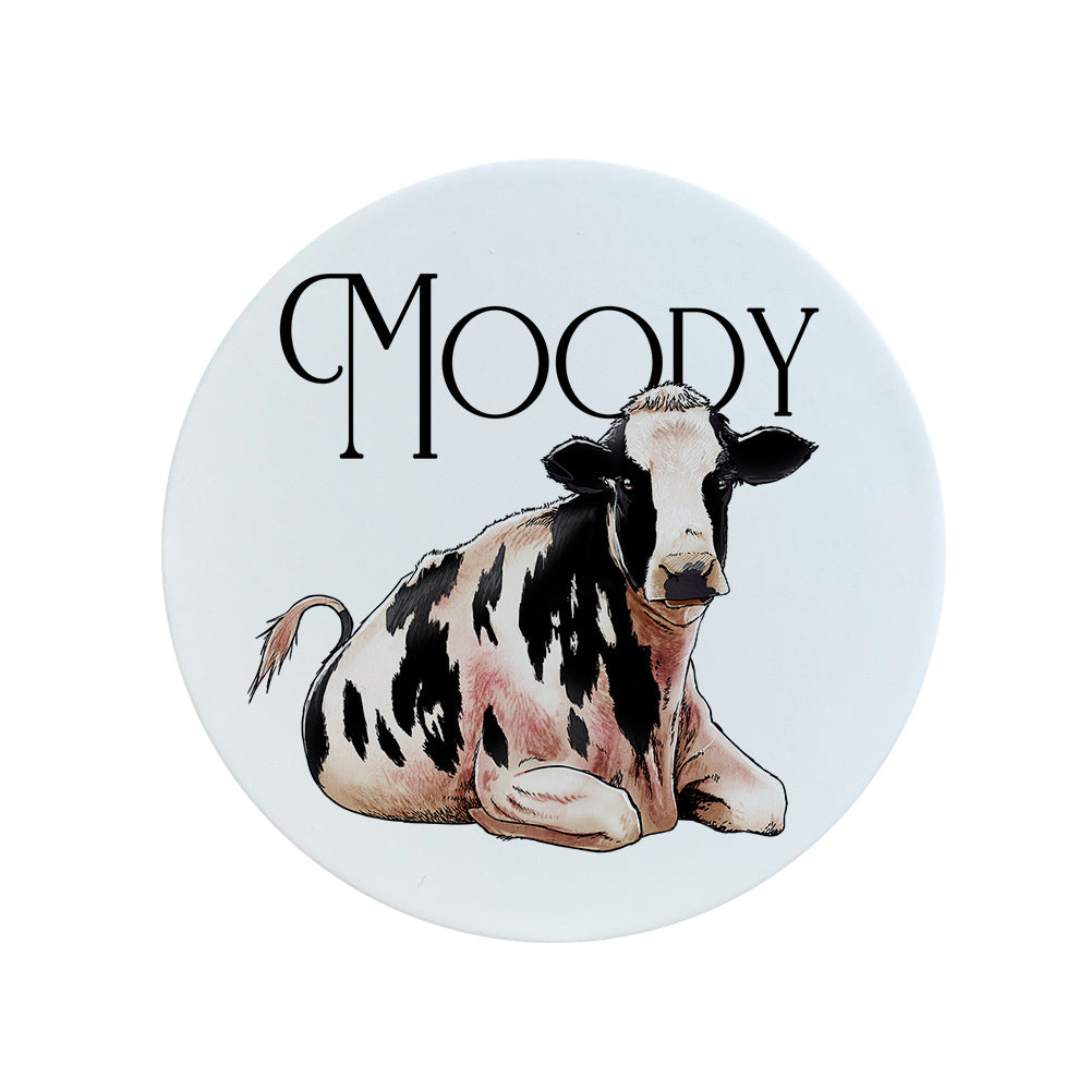 Wild Giggles Moody Cow Ceramic Coaster
