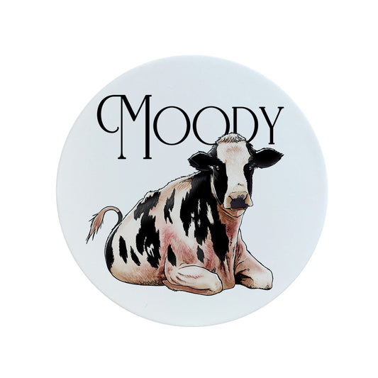 Wild Giggles Moody Cow Ceramic Coaster