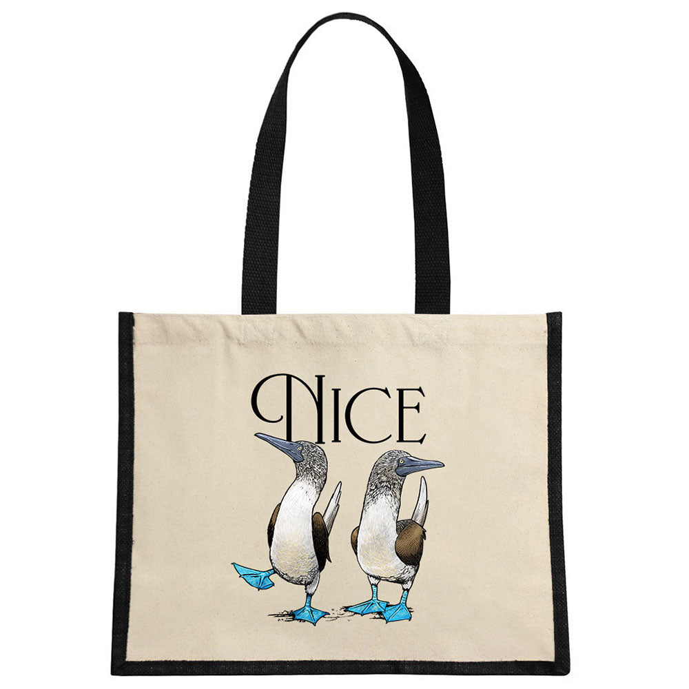 Wild Giggles Nice Boobies Cream & Black Jute Bag