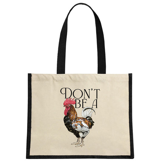 Wild Giggles Don't Be A Cock Cream & Black Jute Bag